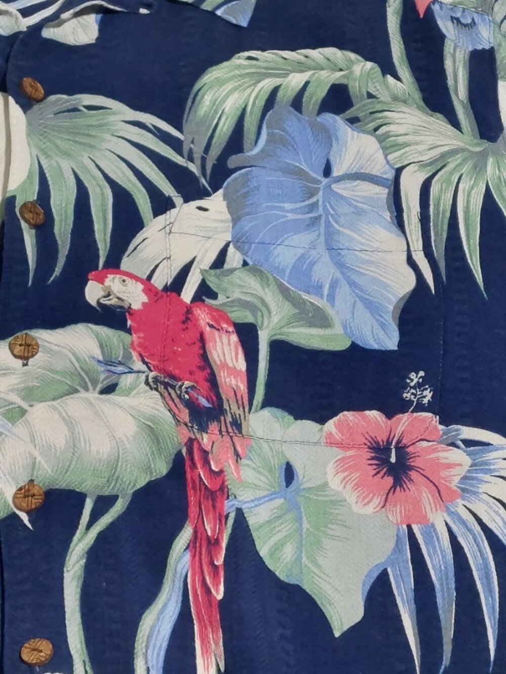 Caribbean Silk Blend Linen Tropical  Resort Button Up Shirt Size XLT - Picture 5 of 7